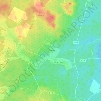 Mappa topografica La Couleyre, altitudine, rilievo