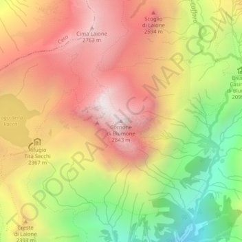 Mappa topografica Cornone di Blumone, altitudine, rilievo