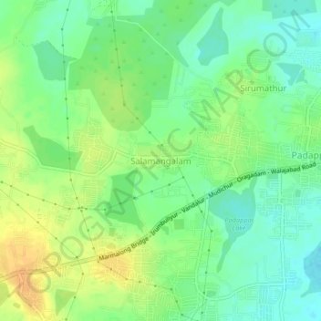 Mappa topografica Salamangalam, altitudine, rilievo