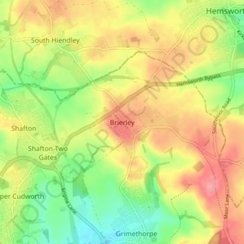 Mappa topografica Brierley, altitudine, rilievo