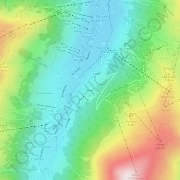 Mappa topografica Teola, altitudine, rilievo