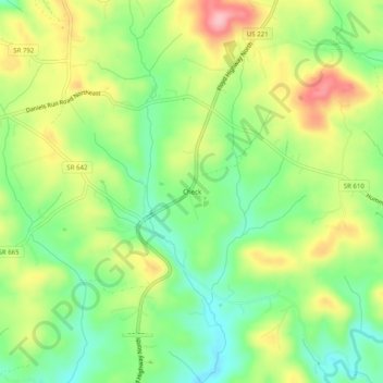 Mappa topografica Check, altitudine, rilievo
