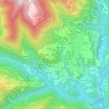 Mappa topografica Correntini, altitudine, rilievo