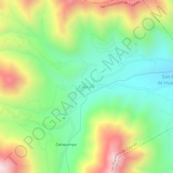 Mappa topografica Cayran, altitudine, rilievo