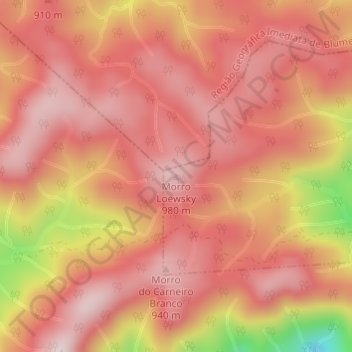 Mappa topografica Morro Loewsky, altitudine, rilievo