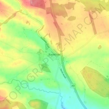 Mappa topografica Bankfoot, altitudine, rilievo