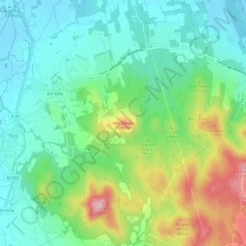 Mappa topografica Mas Tomasi, altitudine, rilievo