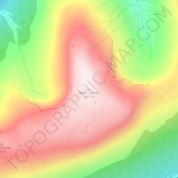 Mappa topografica Beinn Udlaidh, altitudine, rilievo