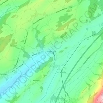 Mappa topografica Grattavache, altitudine, rilievo