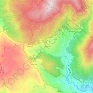 Mappa topografica Ordem, altitudine, rilievo