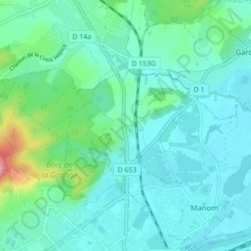 Mappa topografica Maison Rouge, altitudine, rilievo
