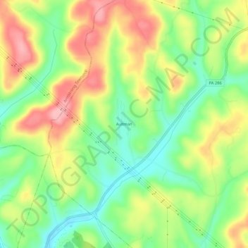 Mappa topografica Aultman, altitudine, rilievo