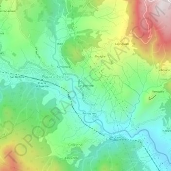 Mappa topografica San Donnino, altitudine, rilievo