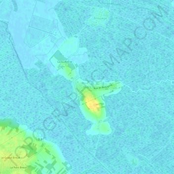 Mappa topografica Hiers, altitudine, rilievo