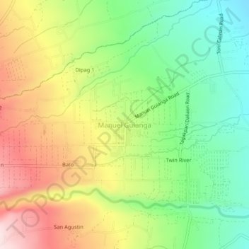 Mappa topografica Manuel Guianga, altitudine, rilievo