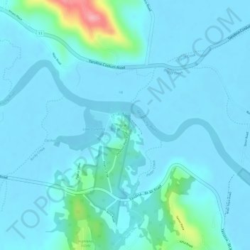 Mappa topografica Dunethin Rock, altitudine, rilievo