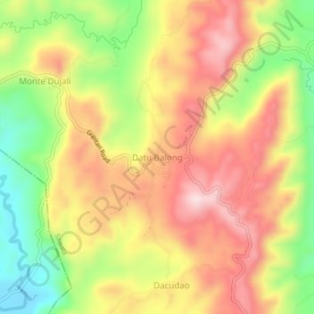 Mappa topografica Datu Balong, altitudine, rilievo