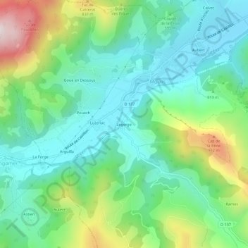 Mappa topografica Legerge, altitudine, rilievo
