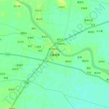 Mappa topografica 北舞渡镇, altitudine, rilievo