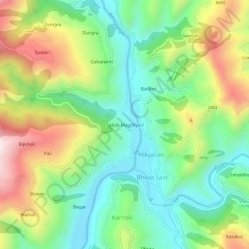 Mappa topografica Saboli Magchyori, altitudine, rilievo