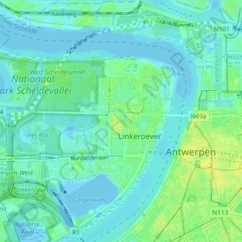 Mappa topografica Europark, altitudine, rilievo