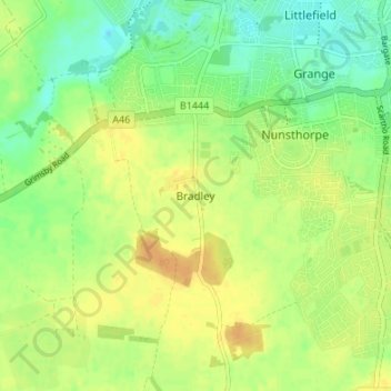 Mappa topografica Bradley, altitudine, rilievo