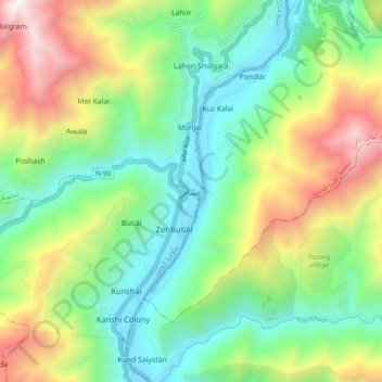 Mappa topografica Bisham, altitudine, rilievo