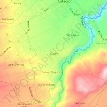 Mappa topografica La Calera, altitudine, rilievo