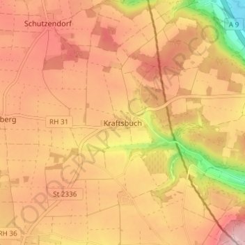 Mappa topografica Kraftsbuch, altitudine, rilievo