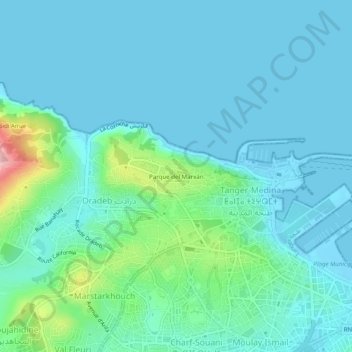 Mappa topografica Parque del Marxán, altitudine, rilievo