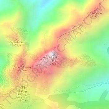 Mappa topografica Paglia Orba, altitudine, rilievo
