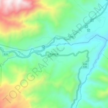 Mappa topografica Baeza, altitudine, rilievo