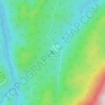 Mappa topografica Brandy Flat Hut, altitudine, rilievo