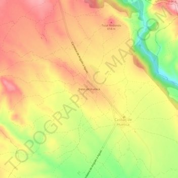 Mappa topografica Sieso de Huesca, altitudine, rilievo