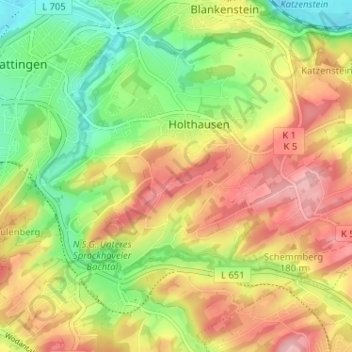 Mappa topografica Am Hagen, altitudine, rilievo
