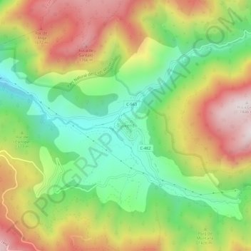 Mappa topografica Tuixent, altitudine, rilievo