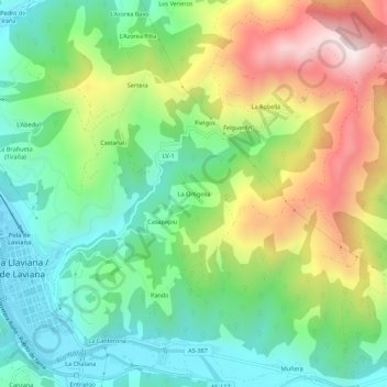 Mappa topografica La Ortigosa, altitudine, rilievo