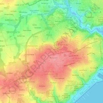 Mappa topografica Keranroux, altitudine, rilievo