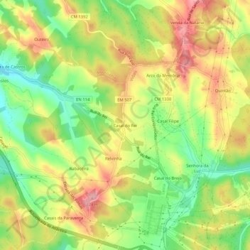Mappa topografica Casal do Rei, altitudine, rilievo