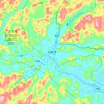 Mappa topografica 怀群镇, altitudine, rilievo