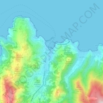 Mappa topografica Porto Santo Stefano, altitudine, rilievo