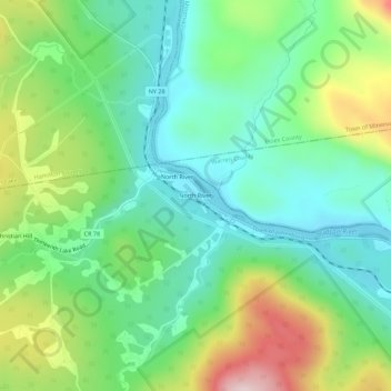 Mappa topografica North River, altitudine, rilievo