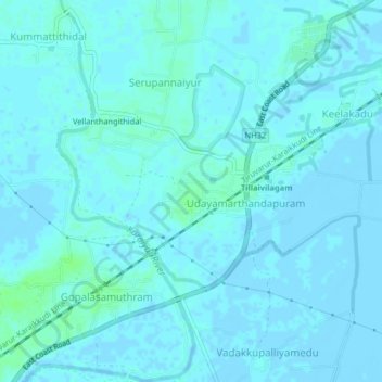 Mappa topografica Nachikulam, altitudine, rilievo