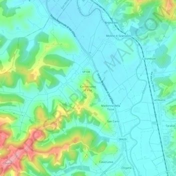 Mappa topografica Castelnuovo d'Elsa, altitudine, rilievo