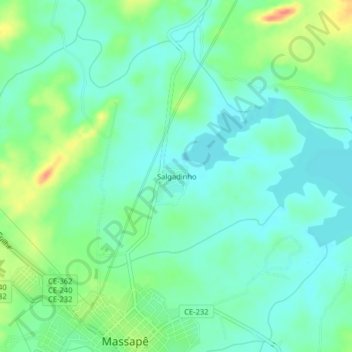 Mappa topografica Salgadinho, altitudine, rilievo