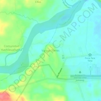 Mappa topografica Vargas Torres, altitudine, rilievo