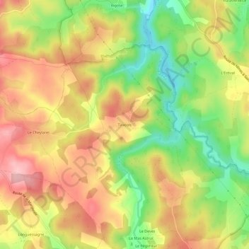 Mappa topografica Tiracols, altitudine, rilievo