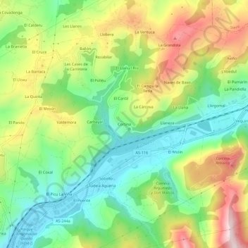 Mappa topografica Cortina, altitudine, rilievo