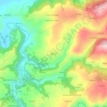 Mappa topografica Estraxiz, altitudine, rilievo