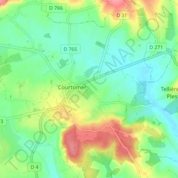 Mappa topografica Les Aubey, altitudine, rilievo